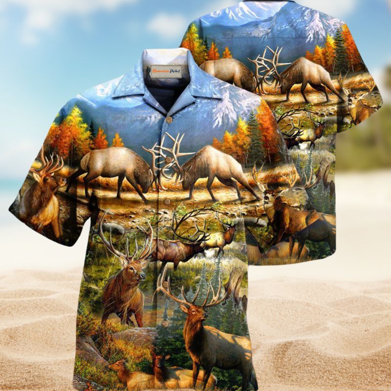 Wild Forest Deer Hawaiian Shirt For Island Getaways Outdoor Events And Thoughtful Animal Lover Gifts