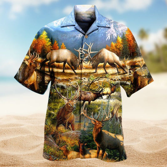 Wild Forest Deer Hawaiian Shirt For Island Getaways Outdoor Events And Thoughtful Animal Lover Gifts