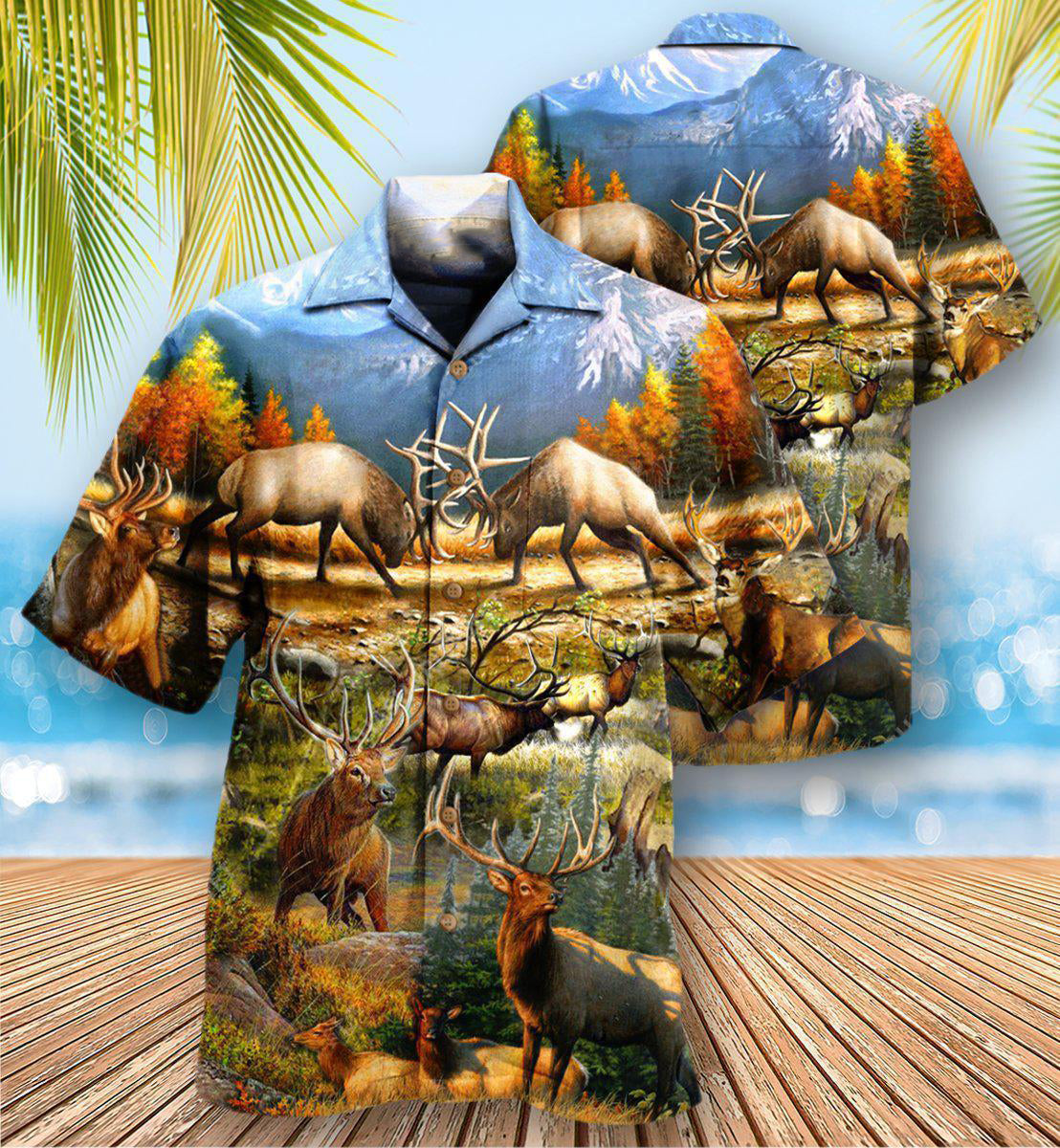 Hunting Mountain Hawaiian Shirt For Beach Parties And Weekend Getaways