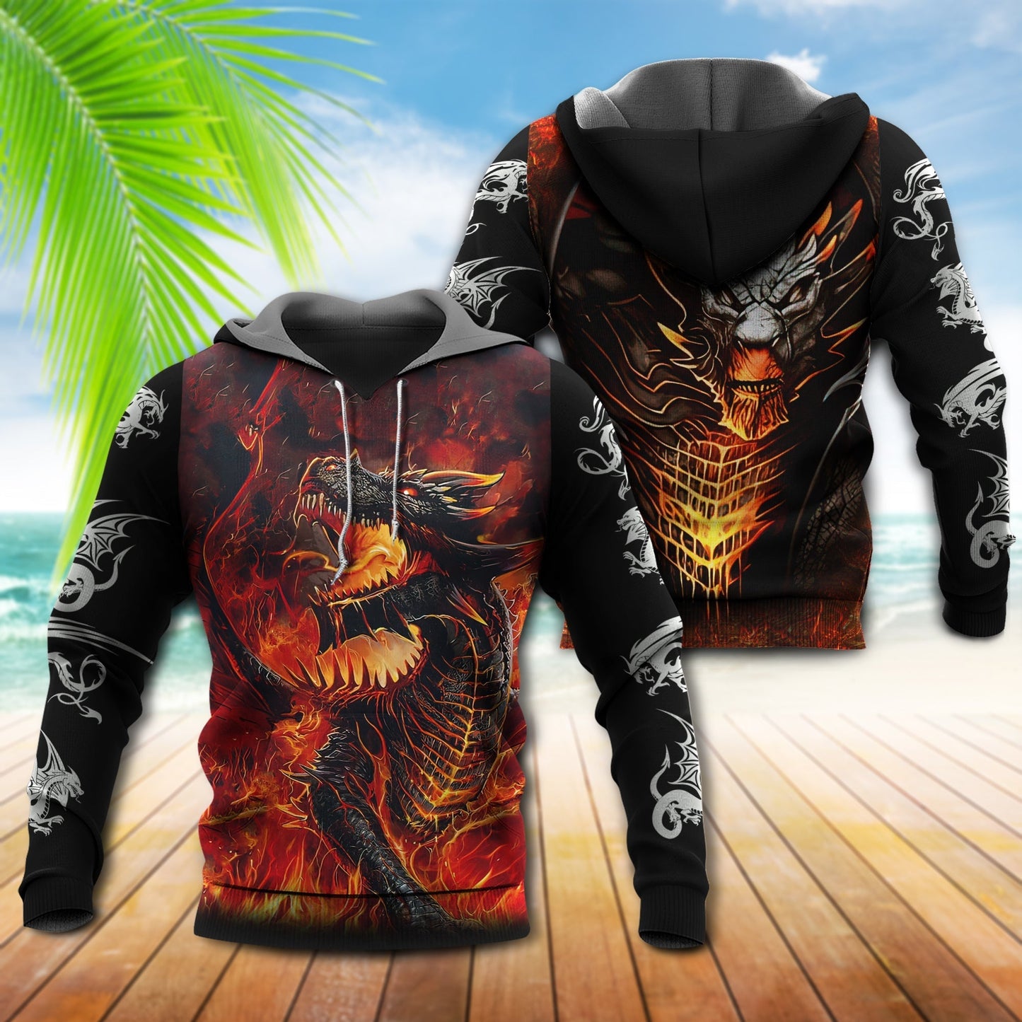 Strong Fantasy Fire Dragon Hoodie For Fantasy Art Lovers Travel Activities And Streetwear