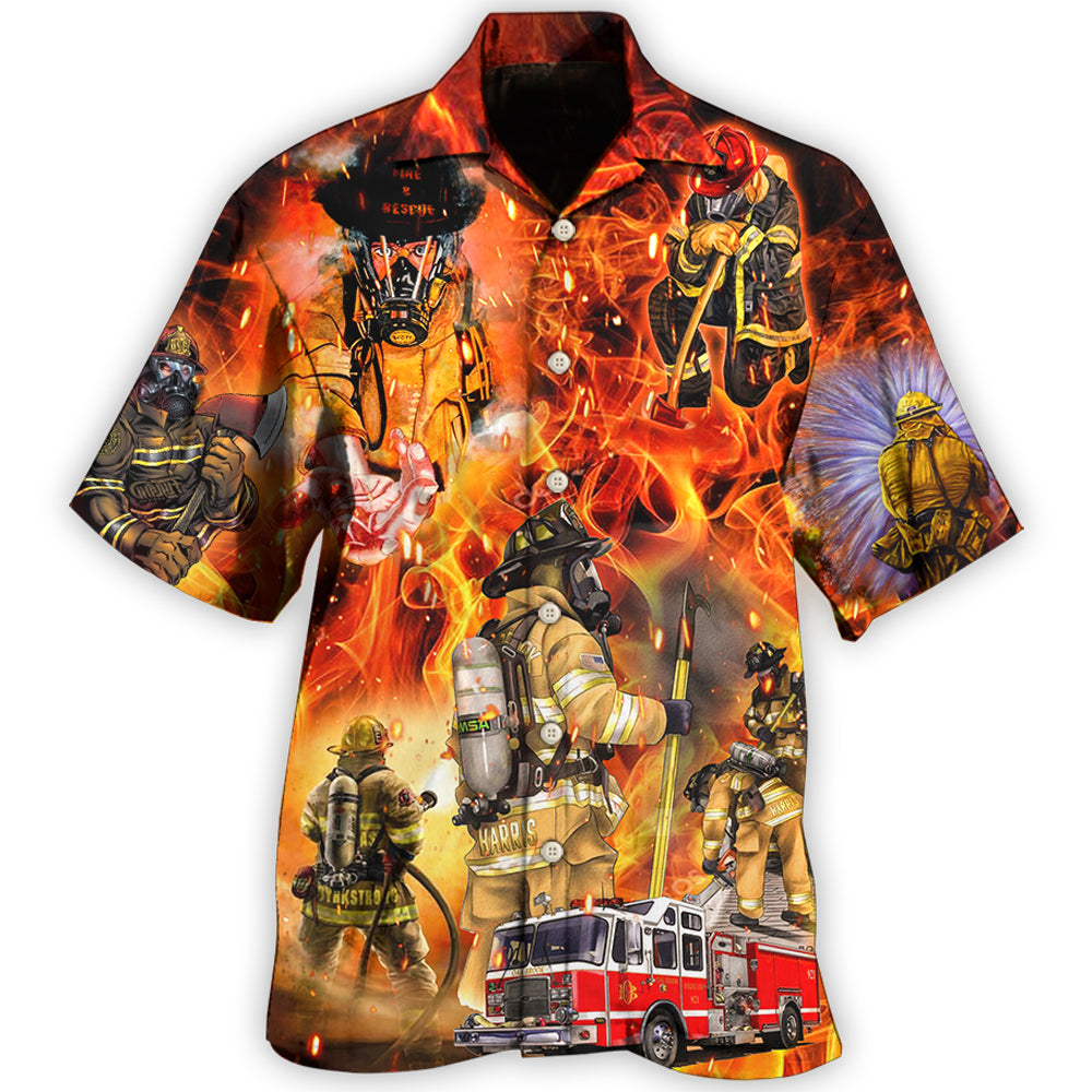 Creative Firefighter Flame Rescue Hawaiian Shirt For Summer Vacation, Beach Travel, And Casual Wear