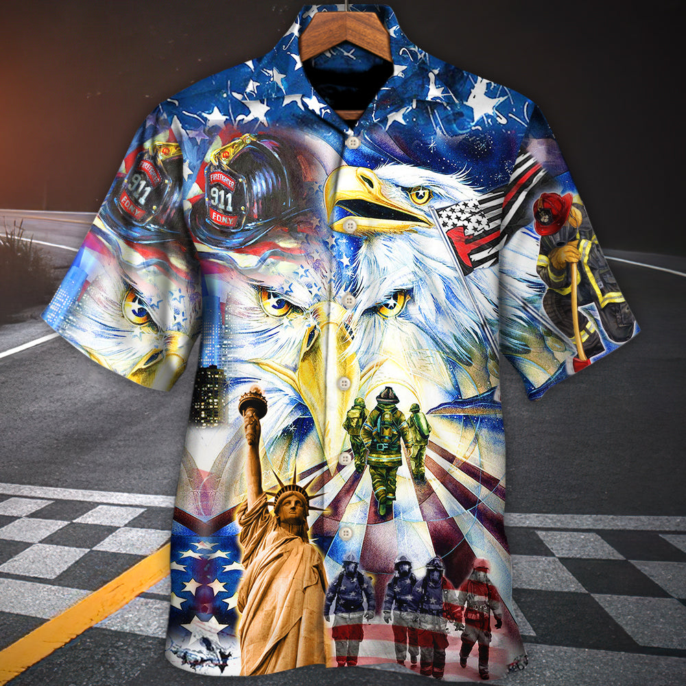 Firefighter American Proud Hawaiian Shirt For Resort Getaways And Comfortable Summer Activities