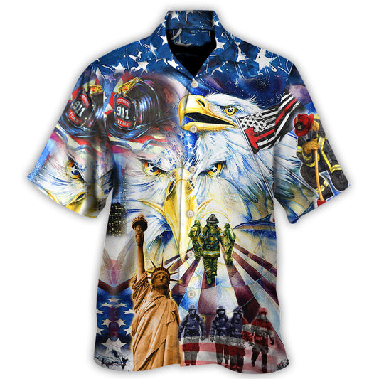 Firefighter American Proud Hawaiian Shirt Design Detail For Sunny Adventures And Casual Wear