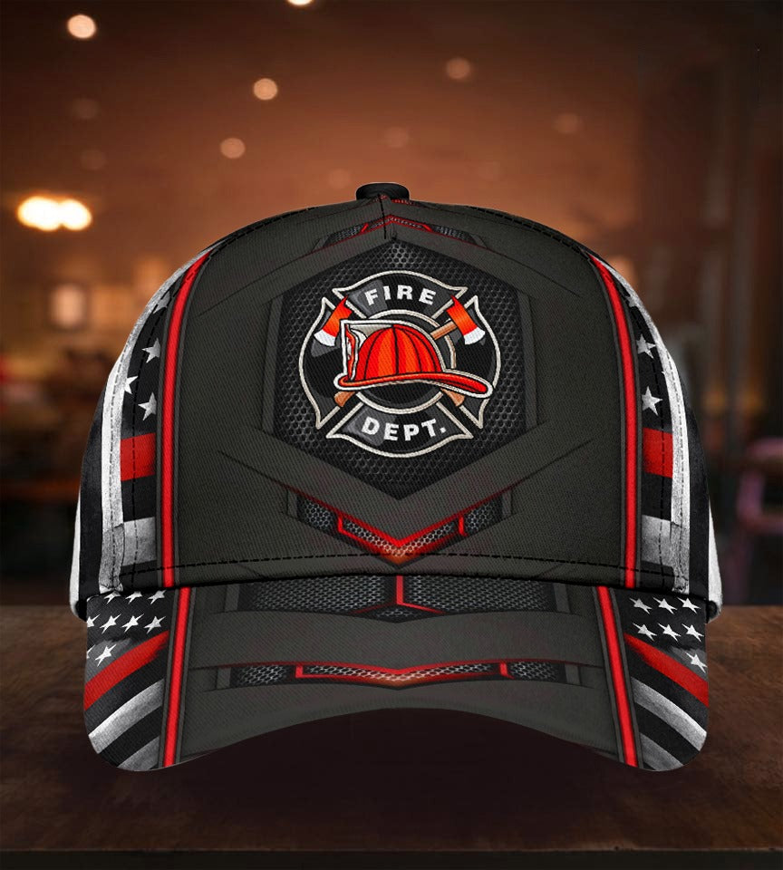 Firefighter Strong Red Black Classic Cap For Vacation Style Outdoor Activities And Daily Comfort