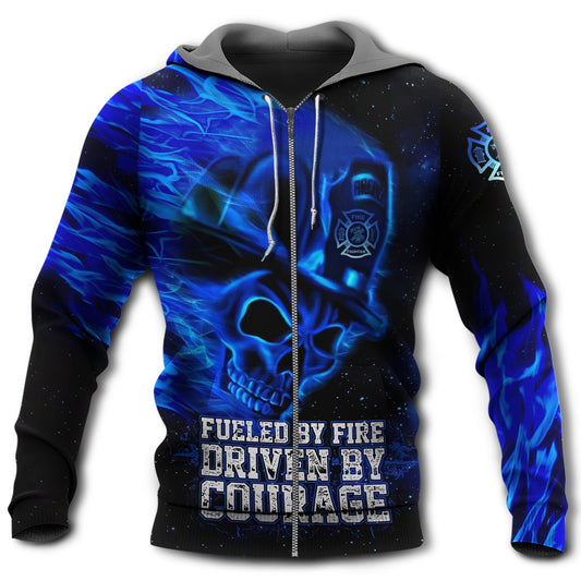 Blue Firefighter Skull Hoodie For Firehouse Events Weekend Outings And Relaxed Streetwear