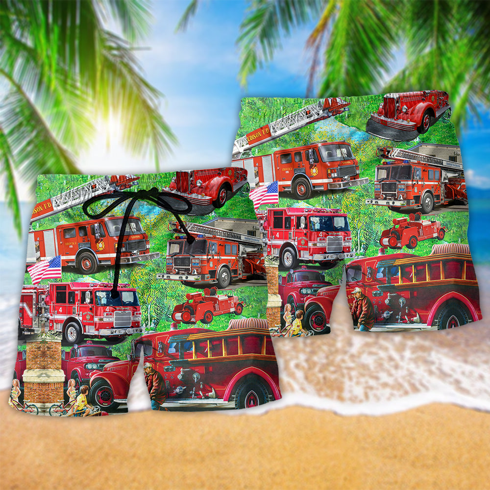 Firefighter Beach Shorts Pattern Detail For Relaxed Weekends And Lightweight Summer Style