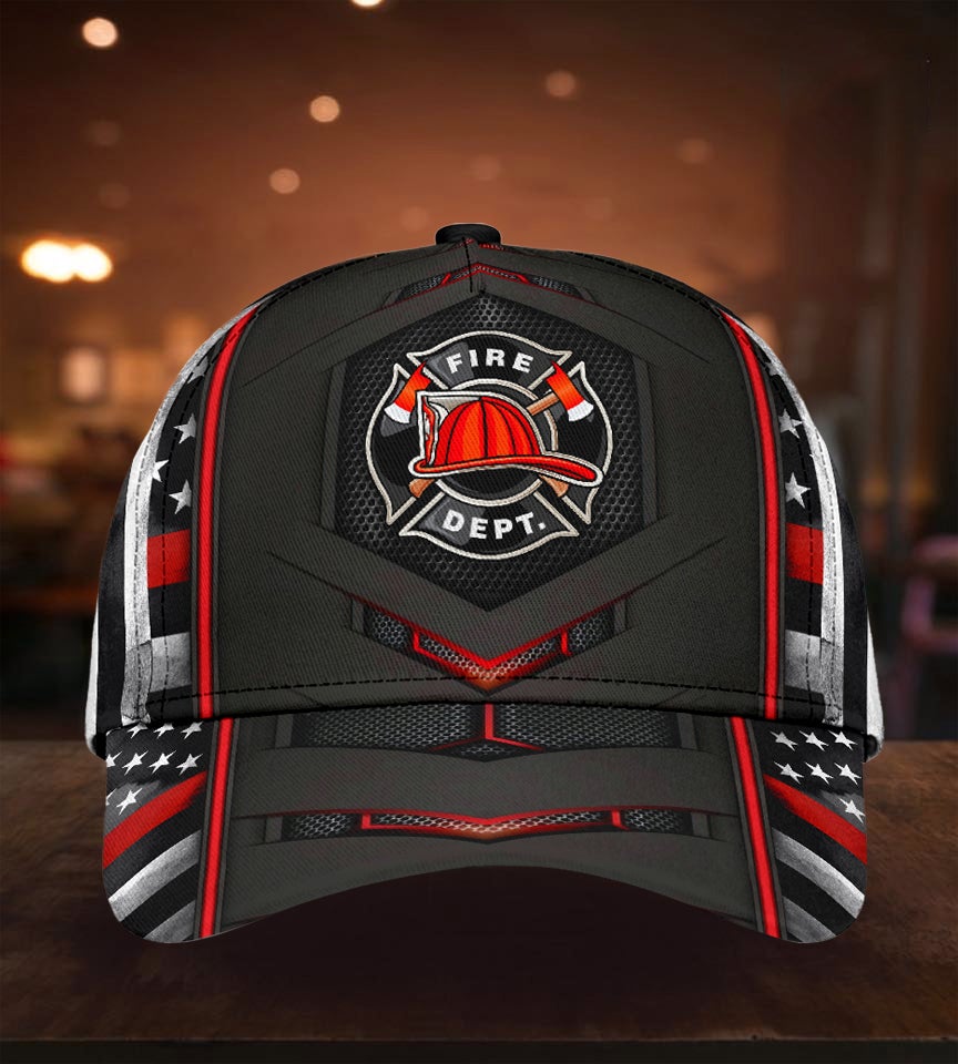 Firefighter Flag Red Carbon Classic Cap For Casual Adventures Parties And Seasonal Styling