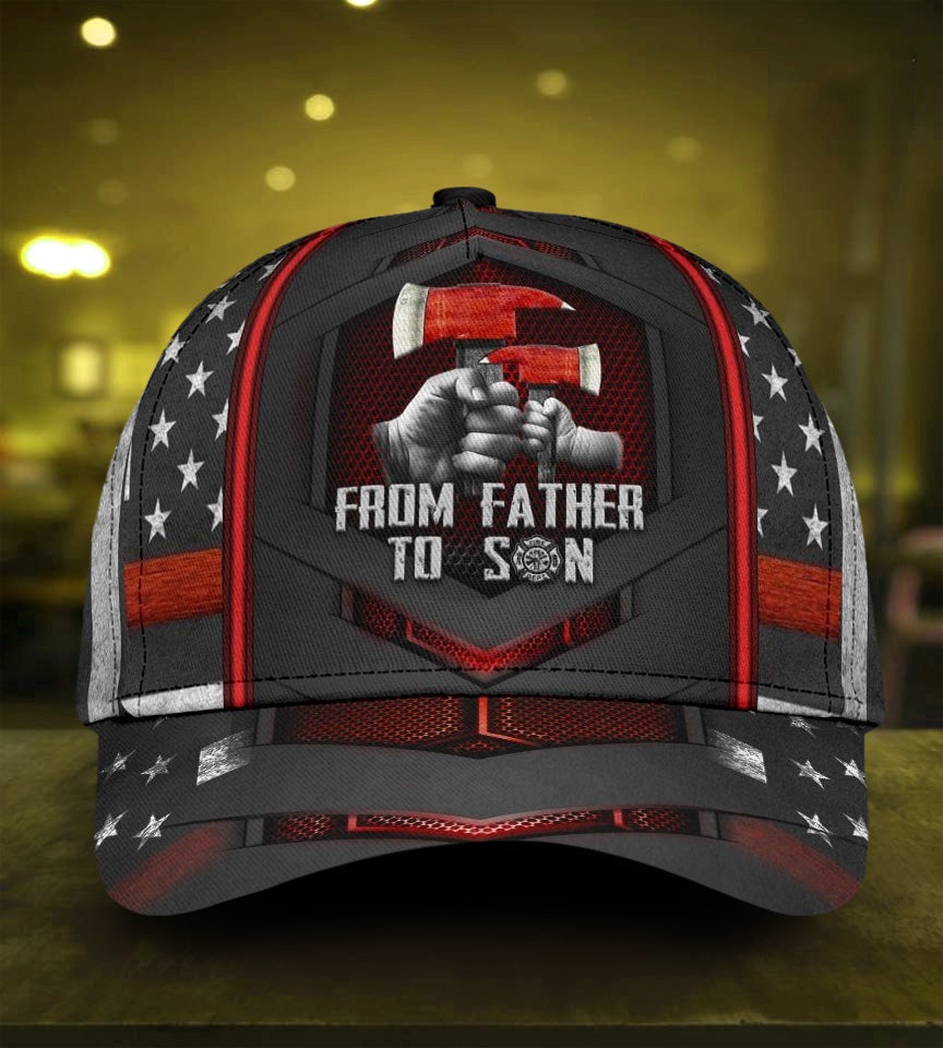 Firefighter Father To Son Classic Cap For Outdoor Activities Weekend Trips And Casual Wear
