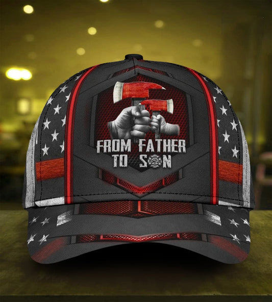 Firefighter Father To Son Classic Cap For Outdoor Activities Weekend Trips And Casual Wear