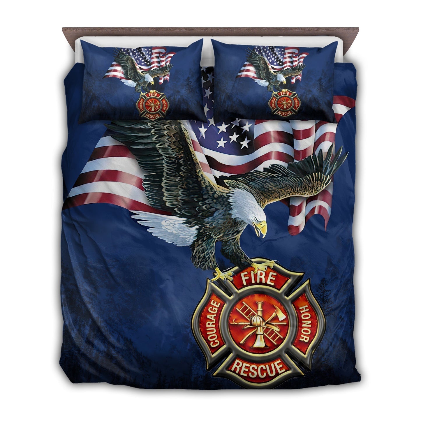 American Eagle Firefighter Love Bedding Cover For Nature Bedroom Decor