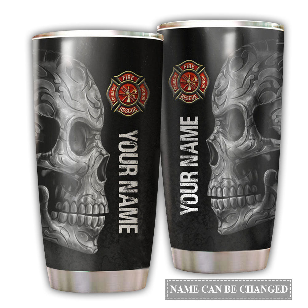 Skull Firefighter Personalized 20 Oz Tumbler For Coffee Travel And Daily Drinks