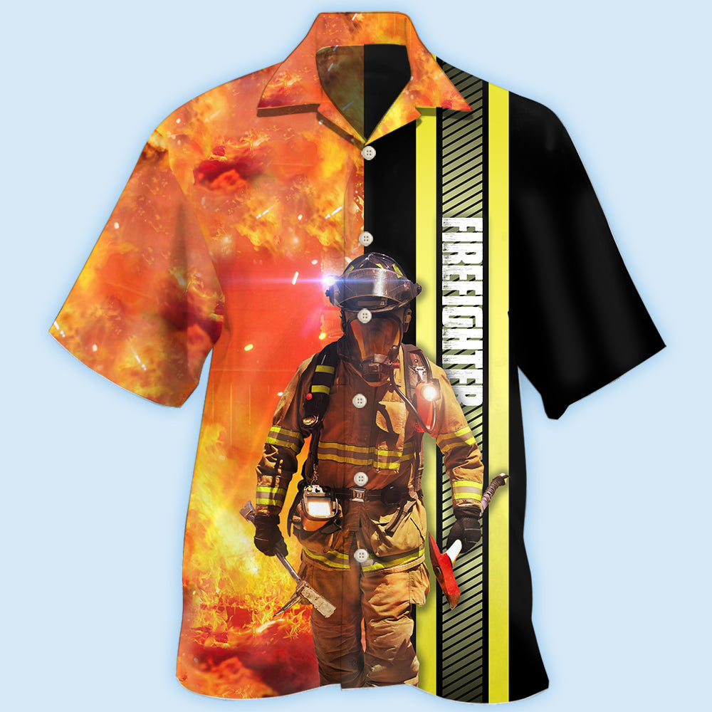 Creative Firefighter Fire Hawaiian Shirt For Island Vacations, Resort Wear, And Relaxed Seasonal Style