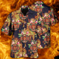 Floral Tropical Firefighter Hawaiian Shirt For Summer Vacation, Beach Travel, And Casual Wear