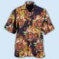 Floral Tropical Firefighter Hawaiian Shirt For Summer Vacation, Beach Travel, And Casual Wear