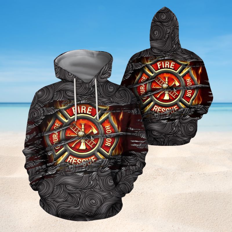 Firefighter Lover Symbol Hoodie For Service Tribute Gatherings Daily Outfits And Gift Giving