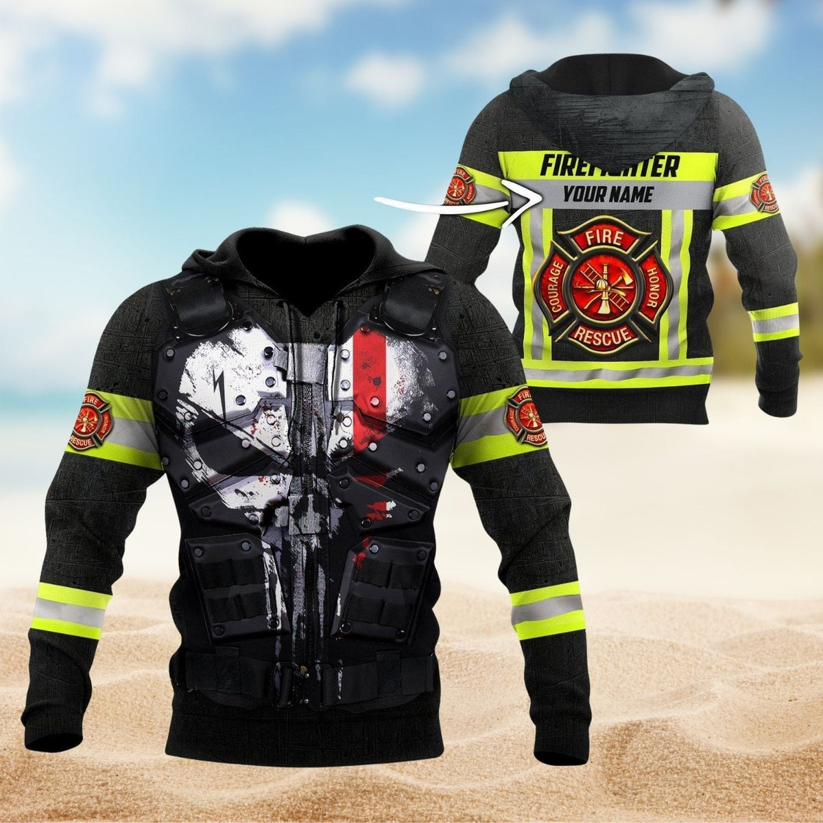 Firefighter Skull Hoodie For Firehouse Events Weekend Outings And Relaxed Streetwear