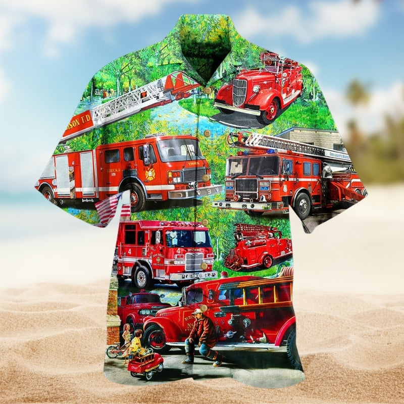 Brave Firefighter Tribute Hawaiian Shirt For Coastal Travel, Casual Events, And Comfortable Summer Wear