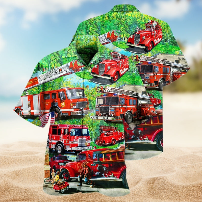 Brave Firefighter Tribute Hawaiian Shirt For Coastal Travel, Casual Events, And Comfortable Summer Wear