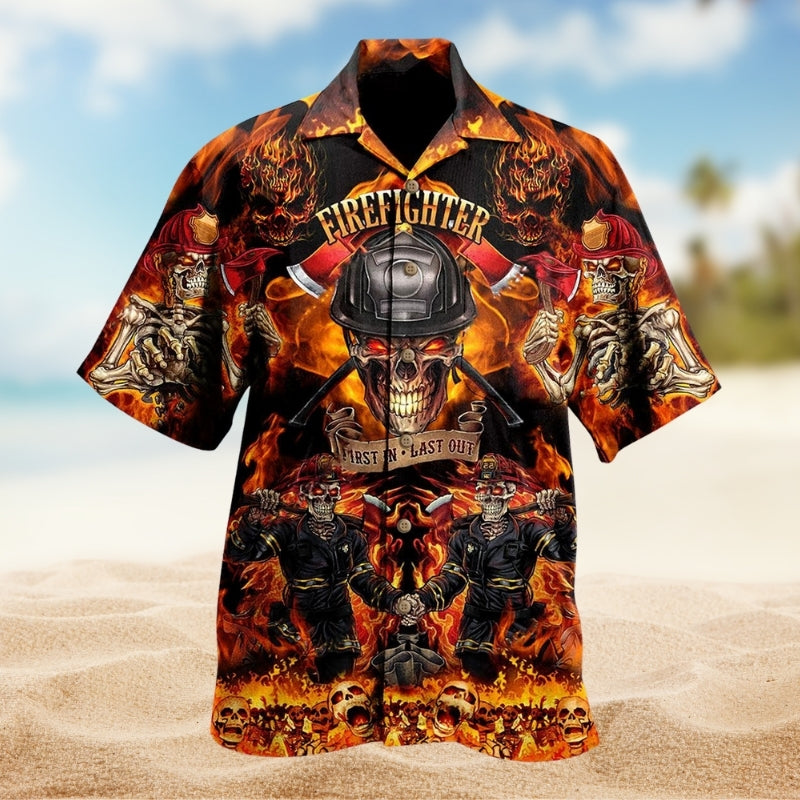Firefighters Fire Hawaiian Shirt For Summer Vacation, Beach Travel, And Casual Wear