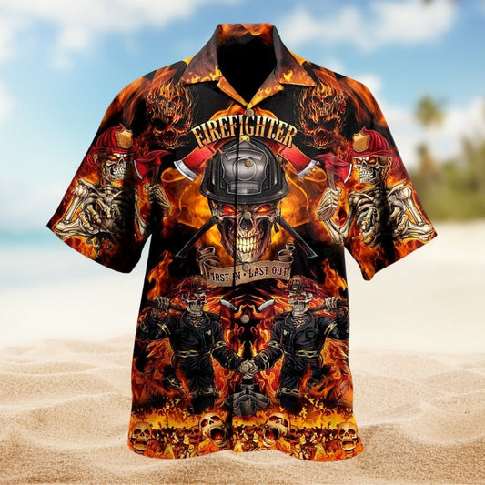 Firefighters Fire Hawaiian Shirt For Summer Vacation, Beach Travel, And Casual Wear