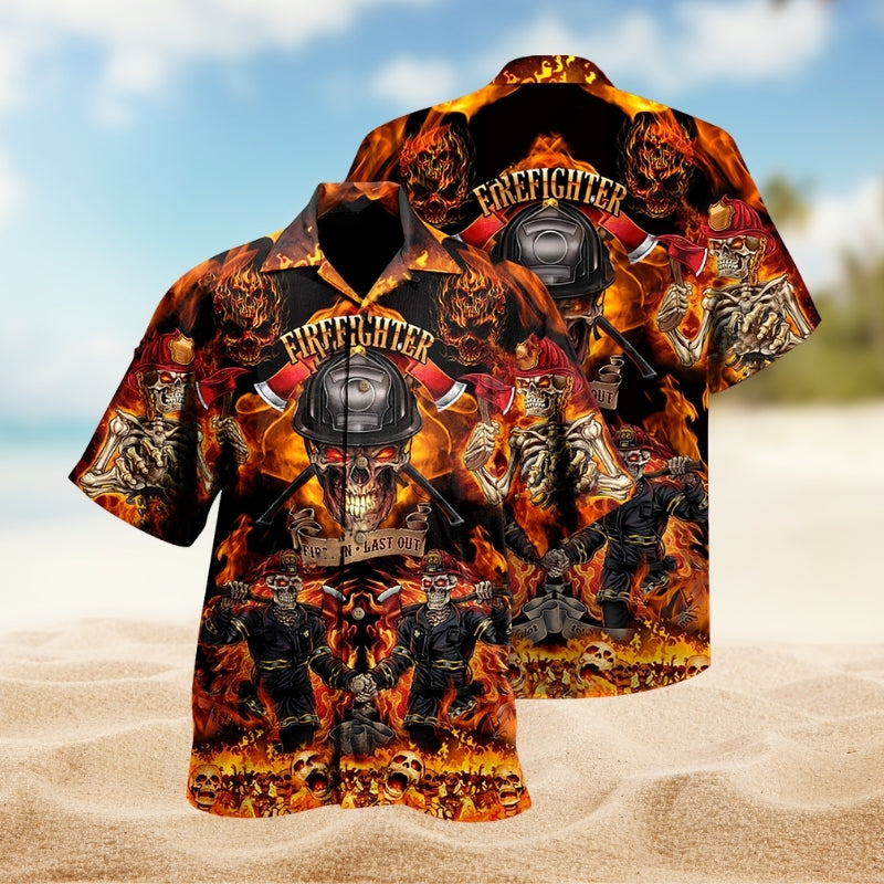 Firefighters Fire Hawaiian Shirt For Summer Vacation, Beach Travel, And Casual Wear