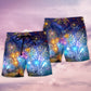 Night Fireworks Celebration Beach Shorts Pattern Detail For Sunny Outdoor Activities