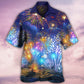 Firework Night Hawaiian Shirt Artwork Detail For Tropical Trips And Casual Outings