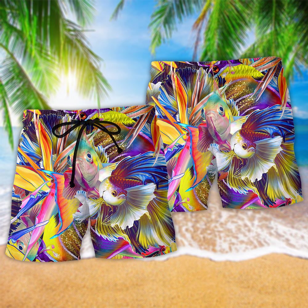 Beautiful Fish Minimal Beach Shorts Pattern View For Coastal Holidays And Casual Activities