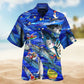 Fish Ocean Blue Christmas Hawaiian Shirt For Holiday Parties, Tropical Vacations, And Festive Gift Giving