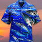 Blue Fishing Ocean Hawaiian Shirt Design View For Resort Travel And Thoughtful Gifting