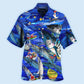 Blue Fishing Ocean Christmas Hawaiian Shirt Pattern View For Relaxed Warm Weather Outfits