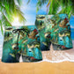 Blue Fish Beach Shorts Pattern Detail For Resort Wear And Lightweight Summer Style
