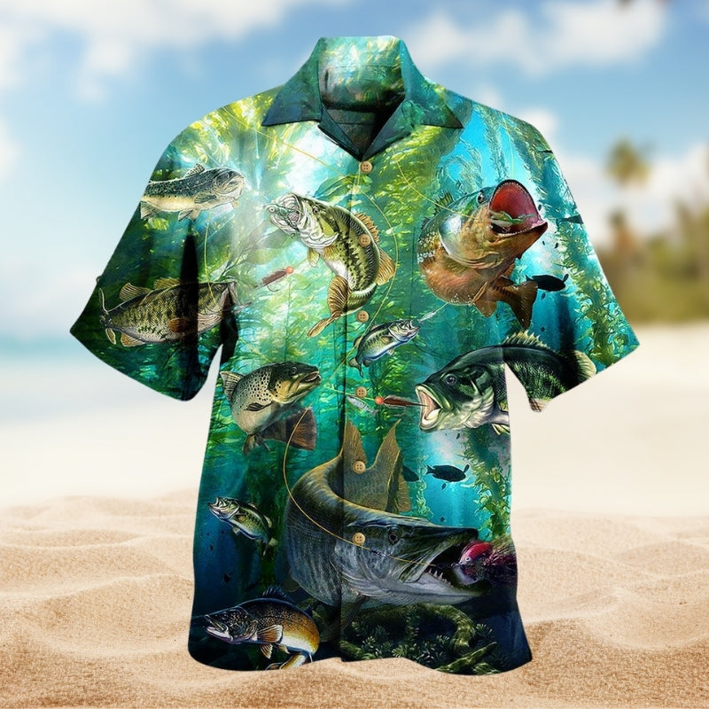 Fish Worry Hawaiian Shirt For Summer Vacation, Beach Travel, And Casual Wear