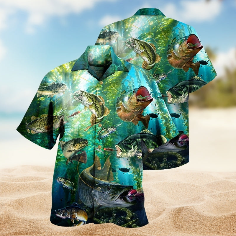 Fish Worry Hawaiian Shirt For Summer Vacation, Beach Travel, And Casual Wear