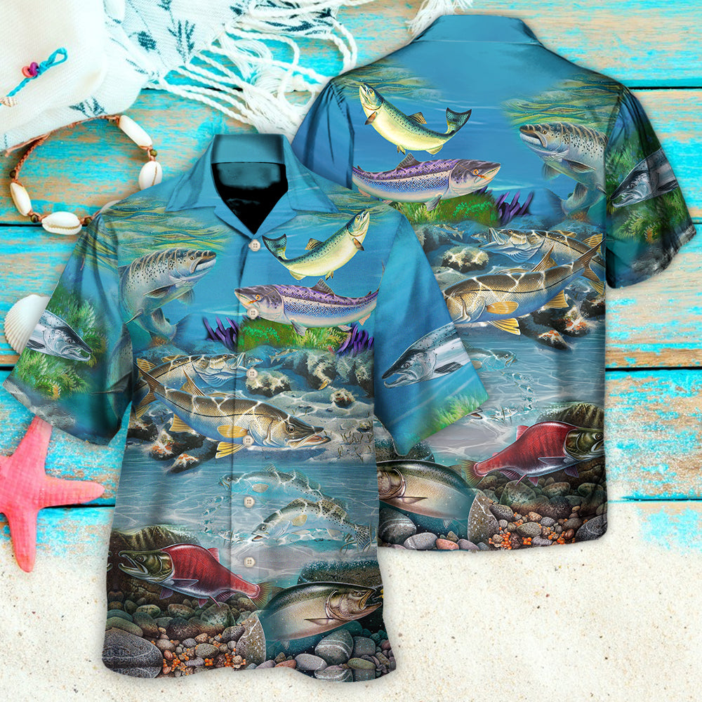 Fish Salmon Therapy Hawaiian Shirt For Beach Parties And Weekend Getaways