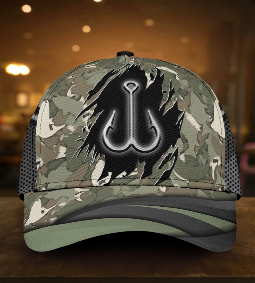 Fishing Camo Pattern Outdoor Classic Cap For Casual Outfits Vacations And Everyday Styling