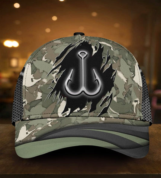 Fishing Camo Pattern Outdoor Classic Cap For Casual Outfits Vacations And Everyday Styling
