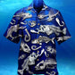 Blue Fishing Fishbone Hawaiian Shirt Design View For Resort Travel And Thoughtful Gifting