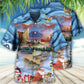 Festive Happy Fishing Christmas Hawaiian Shirt Design View For Casual Summer Styling
