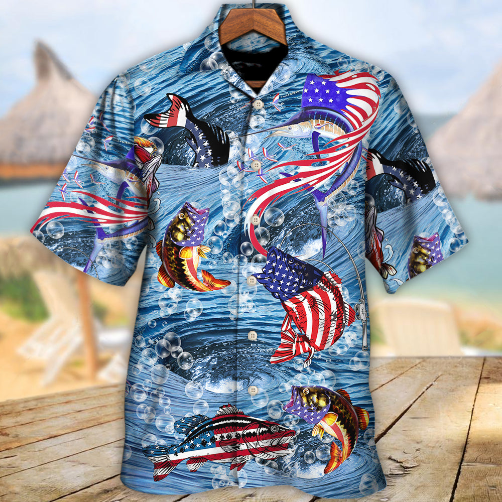Fishing American Hawaiian Shirt Artwork View For Weekend Travel And Beach Style
