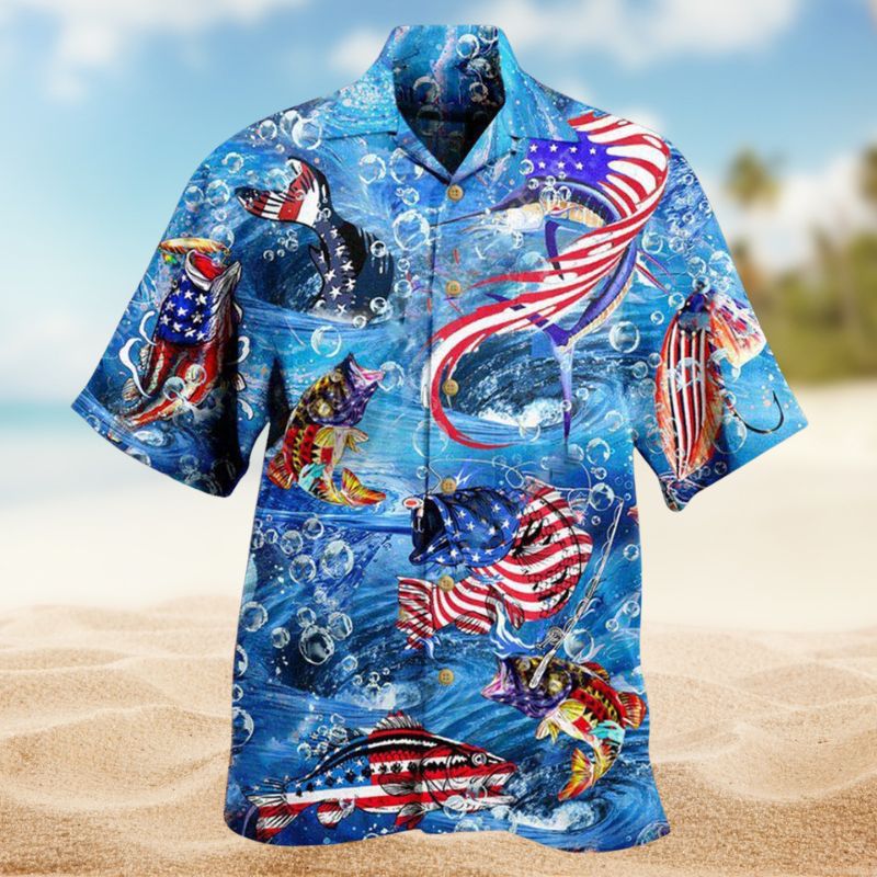 Fishing Hard America Hawaiian Shirt For Island Getaways Summer Events And Everyday Warm Weather Wear