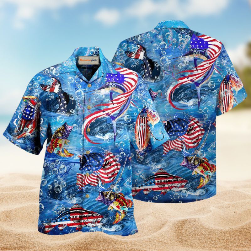 Fishing Hard America Hawaiian Shirt For Island Getaways Summer Events And Everyday Warm Weather Wear