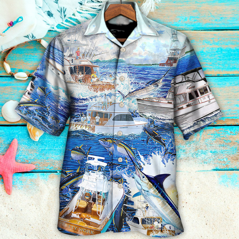 Game Fishing Hawaiian Shirt Artwork Detail For Resort Trips And Outdoor Activities