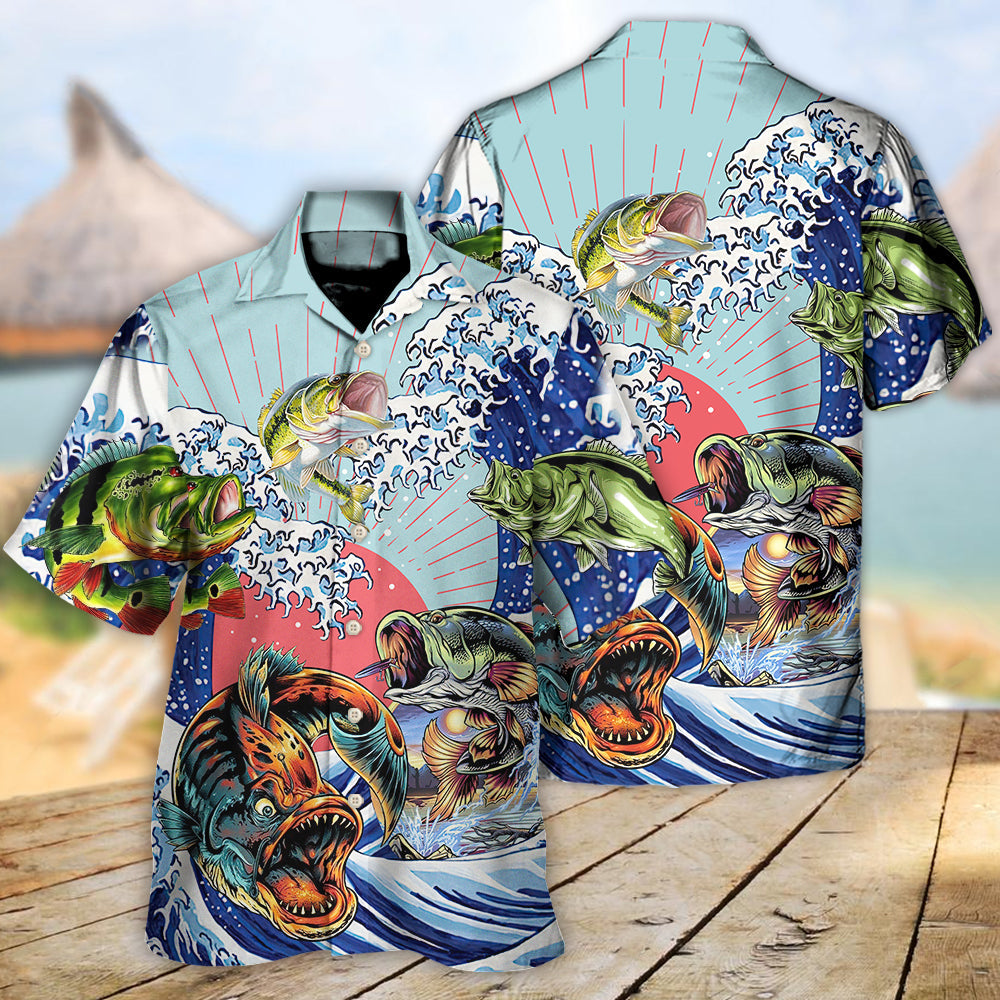 Fishing Big Waves Hawaiian Shirt Design Detail For Sunny Adventures And Casual Wear