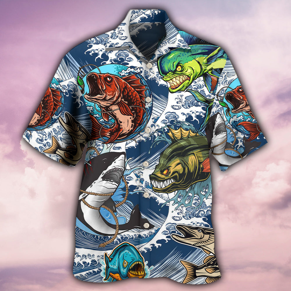 Fishing Hawaiian Shirt With All Over Print For Tropical Parties Vacation Travel And Casual Summer Style