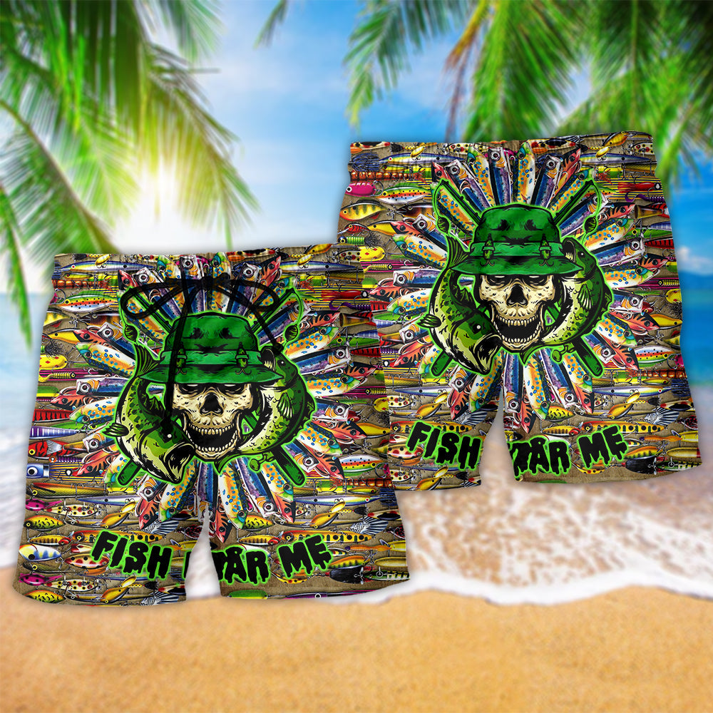Fishing Skull Outdoor Beach Shorts Pattern Detail For Coastal Leisure And Vacation Ready Style