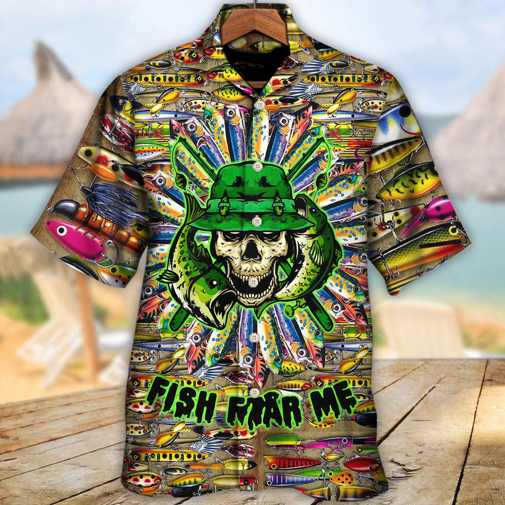 Skull Fishing Man Hawaiian Shirt Pattern View For Lightweight Everyday Style