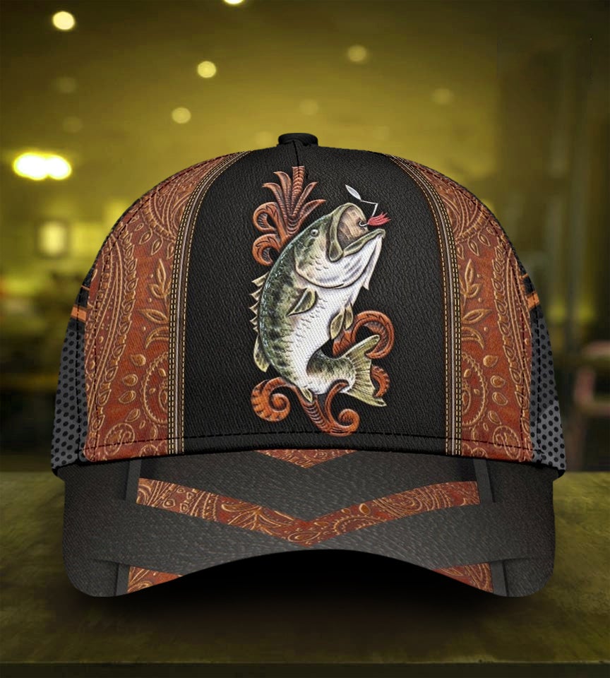 Fishing Leather Pattern Classic Cap For Beach Days Travel And Relaxed Everyday Outfits