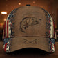Fishing Leather American Flag Classic Cap For Festivals Travel Adventures And Casual Gift Giving