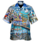Fishing Pier Moment Hawaiian Shirt Artwork Detail For Resort Trips And Outdoor Activities